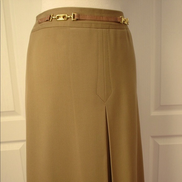 Vintage 1970s CELINE Paris A-line Camel Wool Skirt Size 38, 27W - Picture 4 of 14